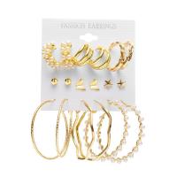 Kunststoff Perle Zink Legierung Ohrring, Zinklegierung, mit Kunststoff Perlen, goldfarben plattiert, Modeschmuck & für Frau, earring length 20-60mm, verkauft von setzen[