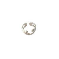 Circón cúbico anillo de dedo de latón, metal, con Perlas plásticas, chapado en color de plata, Joyería & diferentes estilos para la opción & para mujer, tamaño:6-8, Vendido por UD