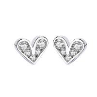 Cubic Zirconia Micro Pave Brass Earring, Heart, platinum plated, micro pave cubic zirconia & for woman 