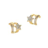 Cubic Zirconia Micro Pave Brass Earring, Star, plated, micro pave cubic zirconia & for woman 10mm 