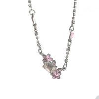 Rhinestone Zinc Alloy Necklace, with Glass Rhinestone & Titanium Steel, with 6.3cm extender chain, silver color plated, fashion jewelry & for woman Approx 46.7 cm 