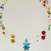 Glas Perlen Emaille Halskette, Zinklegierung, mit Glasperlen & Seedbead, mit Verlängerungskettchen von 6.4cm, silberfarben plattiert, Modeschmuck & für Frau, Länge:ca. 39.2 cm, verkauft von PC