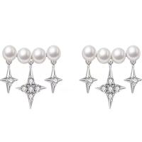 Zinc Alloy Rhinestone Stud Earring, with Plastic Pearl, silver color plated, fashion jewelry & for woman & with rhinestone 