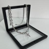 Zinc Alloy Necklace, with Titanium Steel, with 6cm extender chain, silver color plated, fashion jewelry & for woman Approx 45.4 cm 