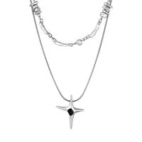 Zinc Alloy Necklace, with 6cm extender chain, silver color plated, Double Layer & fashion jewelry & for woman Approx 42.5 cm 