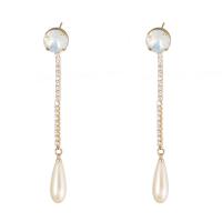 Kunststoff Perle Zink Legierung Ohrring, Zinklegierung, mit Kunststoff Perlen, Modeschmuck & Micro pave Zirkonia & für Frau, keine, 12x87mm, verkauft von Paar[