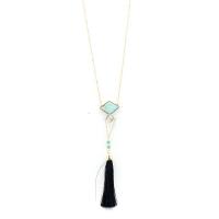 Fashion Fringe Necklace, Zinc Alloy, with turquoise, fashion jewelry & for woman Approx 25.59 Inch 
