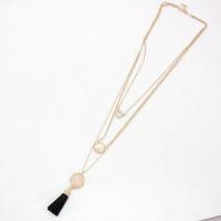 Fashion Fringe Necklace, Zinc Alloy, with Natural Stone & leather cord, three layers & fashion jewelry & for woman Approx 20.47 Inch, Approx 24.01 Inch, Approx 27.55 Inch 