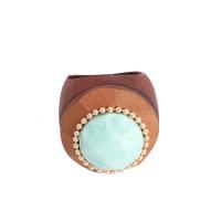 Gemstone Finger Ring, Wood, with Gemstone, fashion jewelry & for woman, Inner Approx 18mm 