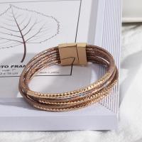 PU Leather Cord Bracelets, Zinc Alloy, with leather cord, fashion jewelry & multilayer & for woman Approx 7.67 Inch 