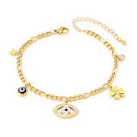 Evil Eye Jewelry Bracelet, Titanium Steel, with 1.97inch extender chain, plated, fashion jewelry & for woman & with rhinestone, golden Approx 7.09 Inch 