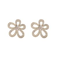 Cubic Zirconia Micro Pave Brass Earring, 14K gold plated, fashion jewelry & micro pave cubic zirconia & for woman 