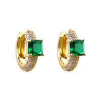 Cubic Zirconia Micro Pave Brass Earring, 18K gold plated, fashion jewelry & micro pave cubic zirconia & for woman, golden 