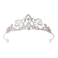 Bridal Tiaras, Zinc Alloy, silver color plated, fashion jewelry & for woman & with rhinestone, silver color, Inner Approx 145mm 