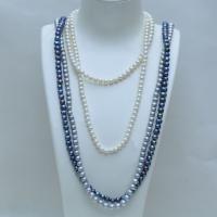 Natural Freshwater Pearl Long Necklace, Slightly Round, for woman 8mm Approx 110 cm 