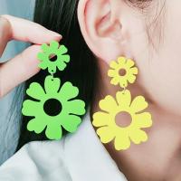 Zinc Alloy Drop Earring, Flower, painted, fashion jewelry & for woman & hollow 