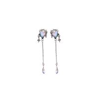 Zinc Alloy Drop Earring, with Sea Opal, Heart, platinum color plated & for woman 