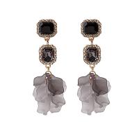 Acrylic Drop Earring, with Zinc Alloy, Rose, gold color plated, for woman & with rhinestone 