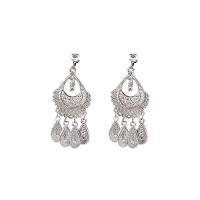 Zinc Alloy Drop Earring, silver color plated, folk style & for woman, 26-65mm 
