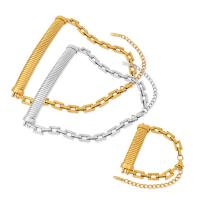Fashion Stainless Steel Jewelry Sets, 304 Stainless Steel, with 5cm extender chain, Vacuum Ion Plating, fashion jewelry & for woman Approx 35 cm, Approx 15 cm 