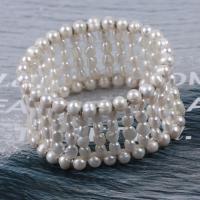 Cultured Freshwater Pearl Brass Bracelet, fashion jewelry & multilayer & Unisex, white Approx 19 cm 