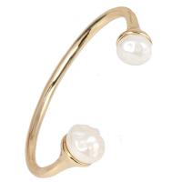 Zinc Alloy Cuff Bangle, with Plastic Pearl, fashion jewelry & for woman, Inner Approx 59mm 