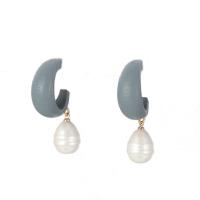 Wood Earring, with Plastic Pearl, fashion jewelry & for woman 45mm 