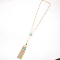 Fashion Fringe Necklace, Zinc Alloy, with Gemstone, Double Layer & fashion jewelry & for woman Approx 20.07 Inch, Approx 24.8 Inch 