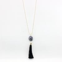 Fashion Fringe Necklace, Zinc Alloy, with Natural Stone, fashion jewelry & for woman Approx 27.55 Inch 