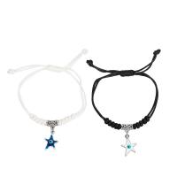 Evil Eye Jewelry Bracelet, Zinc Alloy, with Wax Cord, Star, 2 pieces & fashion jewelry & Unisex Approx 4.92 Inch 