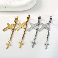 Stainless Steel Drop Earring, 304 Stainless Steel, Cross, Vacuum Ion Plating, fashion jewelry & for woman 