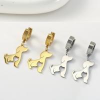 Huggie Hoop Drop Earring, 304 Stainless Steel, Dog, Vacuum Ion Plating, fashion jewelry & for woman 
