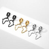 Huggie Hoop Drop Earring, 304 Stainless Steel, Map, Vacuum Ion Plating, fashion jewelry & for woman 