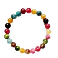 Gemstone Bracelets, Dyed Granite, Round, polished, fashion jewelry & imitation tourmaline & for woman, multi-colored Approx 19 cm 