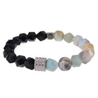 Gemstone Bracelets, Obsidian, with Gemstone & 304 Stainless Steel, fashion jewelry & Unisex & faceted 10mm .5 Inch 