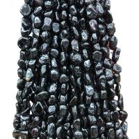 Schwarze Obsidian Perlen, Unregelmäßige, poliert, DIY, schwarz, 5-9mm, Länge:ca. 38 cm, ca. 50PCs/Strang, verkauft von Strang