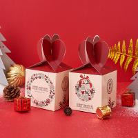 papier Boîte cadeau d’emballage, Carré, Conception de Noël, couleurs mélangées Vendu par PC