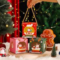 Paper Packing Gift Box,  Square, random style & Christmas Design, mixed colors 