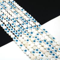 Mode Evil Eye Perlen, Süßwassermuschel, Herz, DIY & verschiedene Größen vorhanden, blau, Länge:ca. 38 cm, verkauft von Strang