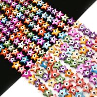 Mode Evil Eye Perlen, Süßwassermuschel, Stern, DIY & verschiedene Größen vorhanden & Emaille, gemischte Farben, verkauft von Strang