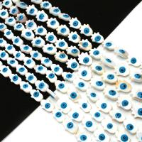 Moda bolas de mal de ojo, Concha de agua dulce, Bricolaje & esmalte, azul, 12x16mm, longitud:aproximado 38 cm, Vendido por UD