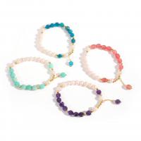 Gemstone Pearl Bracelets, Natural Stone, with Freshwater Pearl & Brass, plated, fashion jewelry cm 