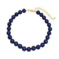 Gemstone Necklaces, with Brass, with 9cm extender chain, plated, fashion jewelry, blue cm 