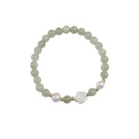 Gemstone Pearl Bracelets, Natural Stone, with Shell & Freshwater Pearl & Brass, plated, fashion jewelry cm 