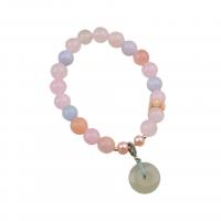 Gemstone Pearl Bracelets, Morganite, with Jade New Mountain & Freshwater Pearl & Brass, plated, fashion jewelry cm 