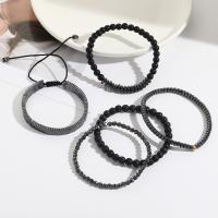 Gemstone Bracelets, Elastic Thread, with Lava & Hematite, handmade, 5 pieces & fashion jewelry & for man Approx 18 cm 