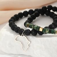Lava Bead Bracelet, Elastic Thread, with Lava, handmade, 2 pieces & fashion jewelry & Unisex Approx 18 cm 