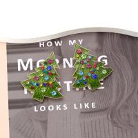 Christmas Earrings, Zinc Alloy, with Plastic Pearl & enamel, Christmas Tree, fashion jewelry & for woman & with rhinestone 