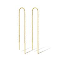 Brass Thread Through Earrings, real gold plated, for woman 