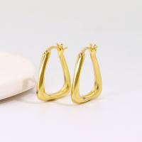 Sterling Silver Hoop Earring, Brass, real gold plated, for woman, golden 